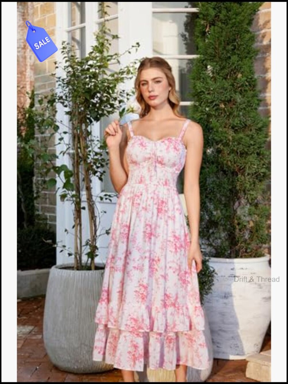 Smocked A-Line Maxi Dress with Pockets Adjustable Straps - Picture 3 of 7